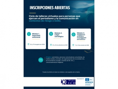 Ciclo de talleres virtuales para personas que ejercen el periodismo y la comunicación en contextos de riesgo o exilio